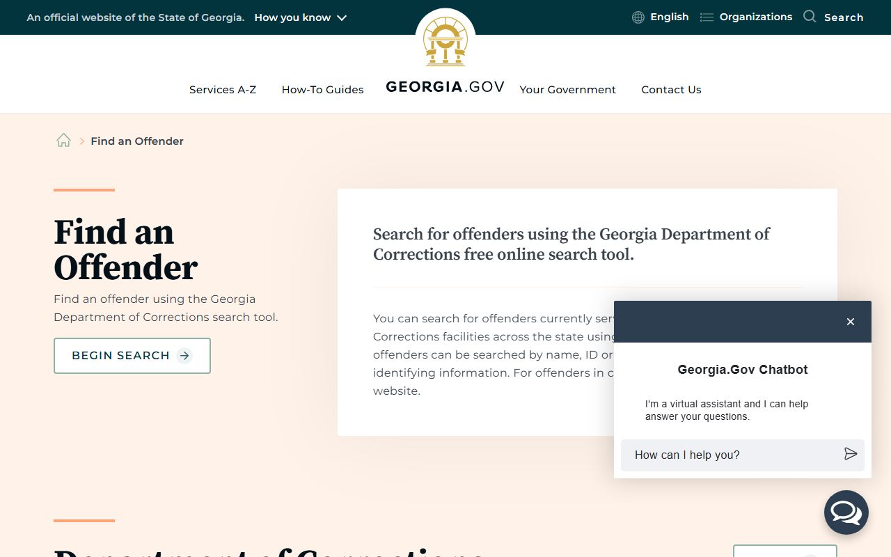Georgia DOC offender search distinction for Bulloch County inmate records